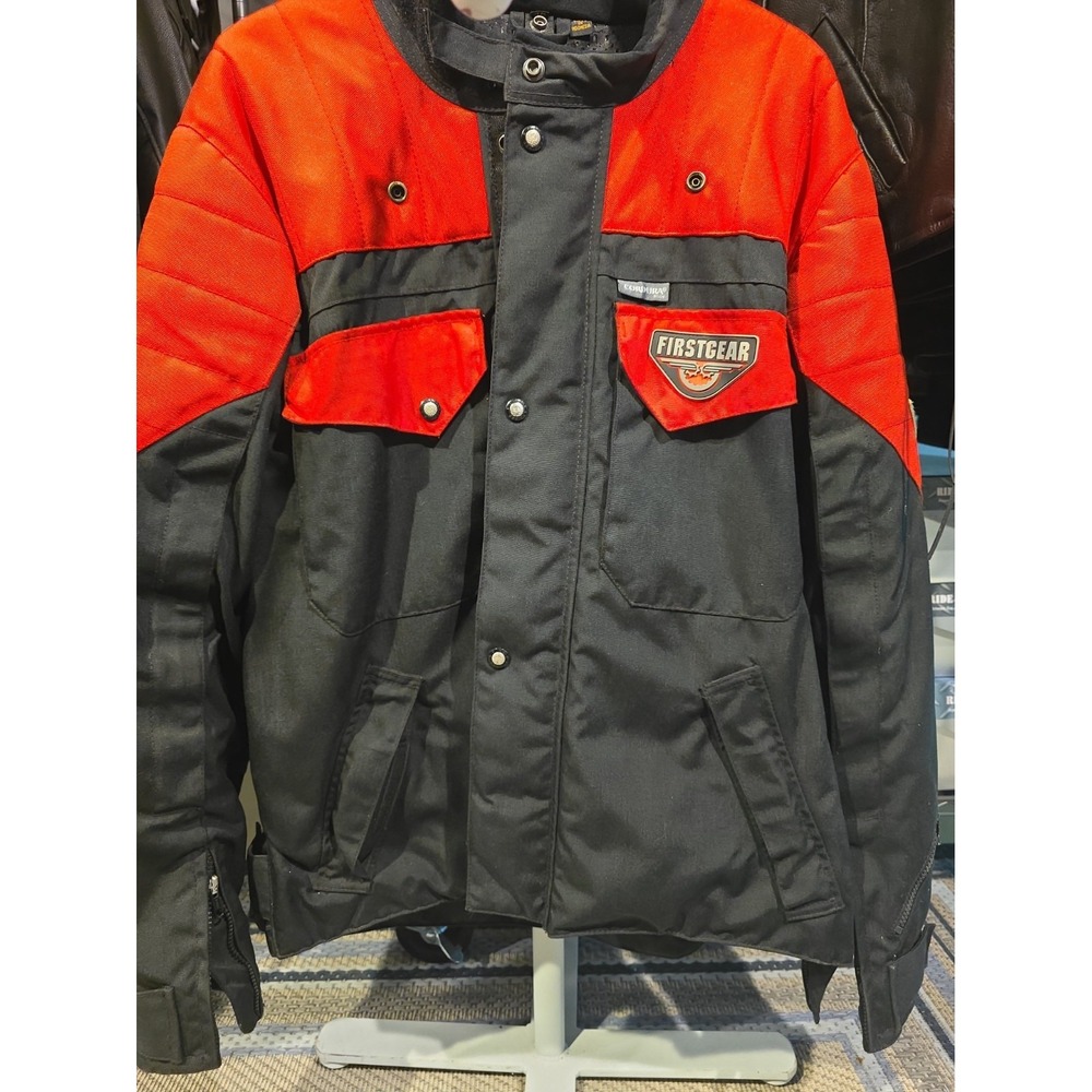 Black and red Firstgear by Hein Gericke textile motorcycle jacket Sz 46